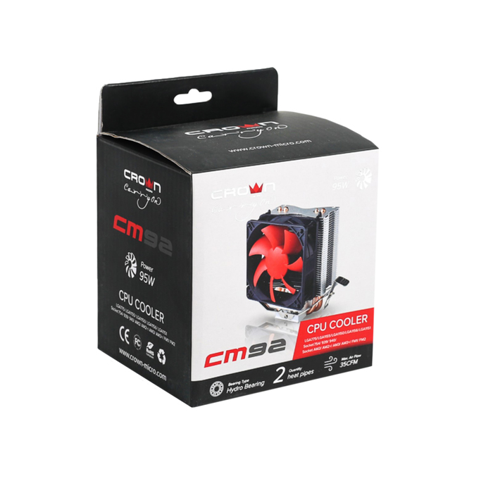 Кулер CROWN для процессора CM-92, для Intel и AMD, TDP до 95 Ватт, коннектор 3 pin