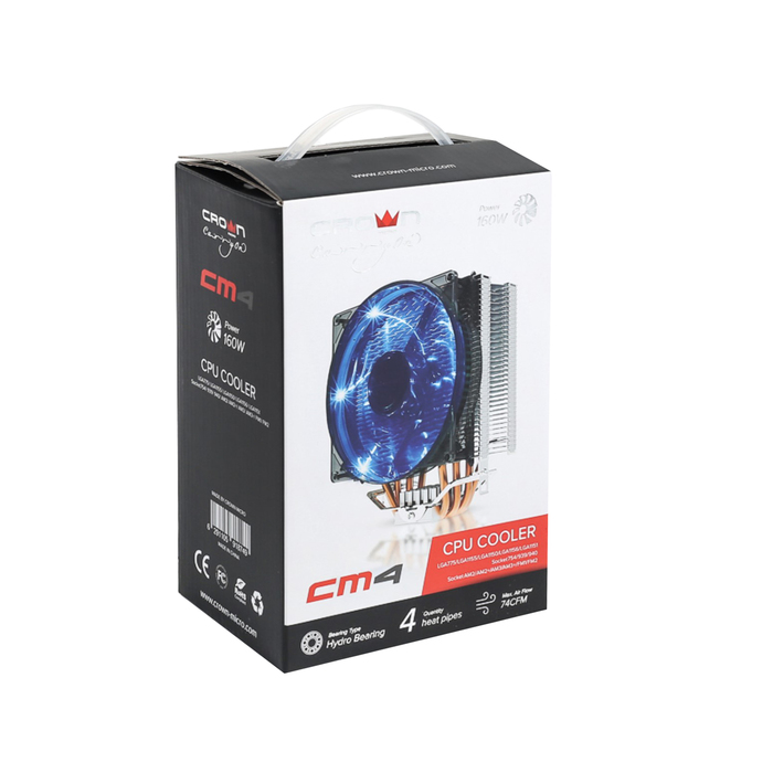 Кулер CROWN для процессора CM-4 PWM, для Intel и AMD, TDP до 160 Ватт, коннектор 4 pin PWM