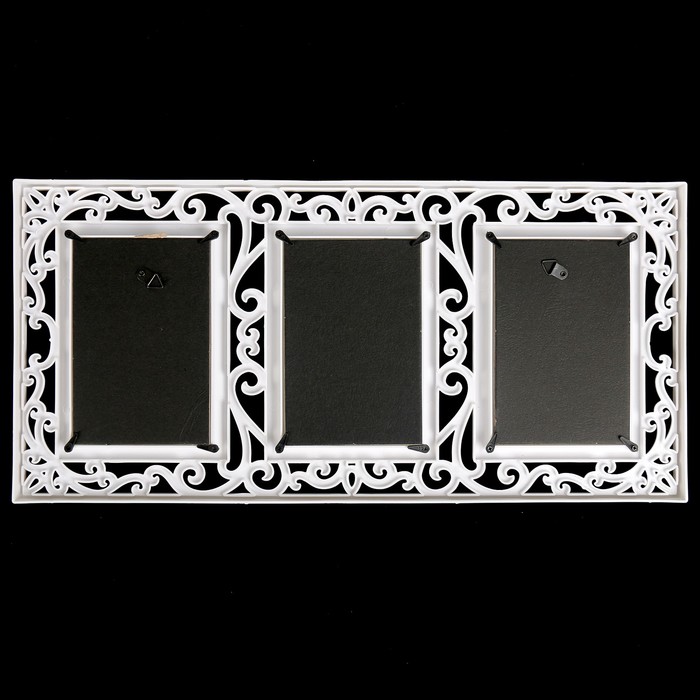 Фоторамка пластик на 3 фото 10х15 см "Ажур" белая 19х33 см