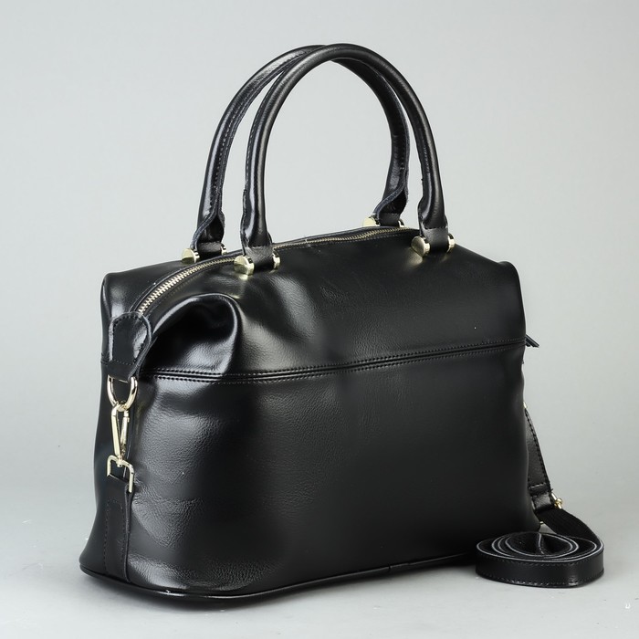 Сумка женская на молнии, 1 отдел, наружный карман, длинный ремень, цвет чёрный