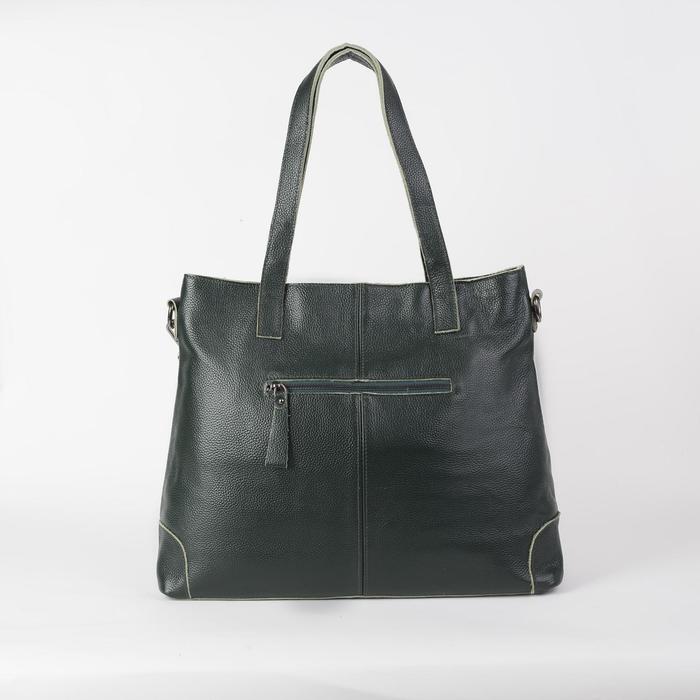 Сумка женская на молнии, 1 отдел с перегородкой, 2 наружных кармана, длинный ремень, цвет зелёный