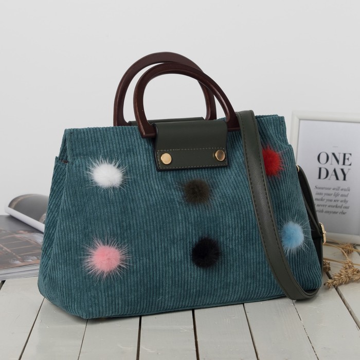 Сумка женская на молнии, 1 отдел с перегородкой, длинный ремень, цвет морской волны