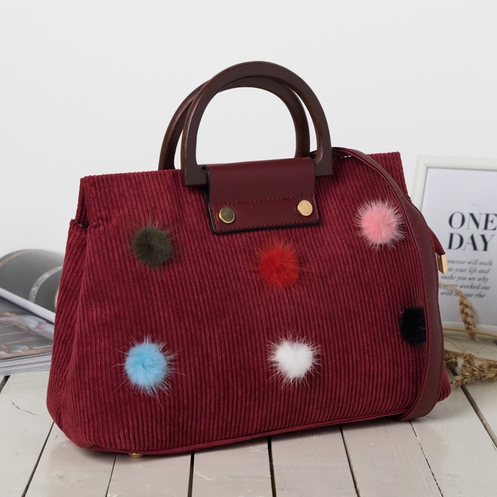 Сумка женская на молнии, 1 отдел с перегородкой, длинный ремень, цвет бордовый