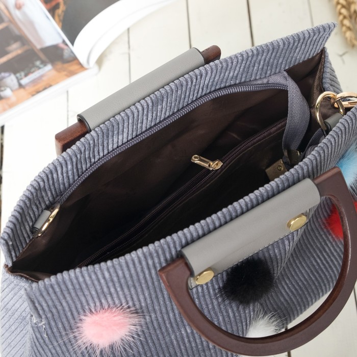 Сумка женская на молнии, 1 отдел с перегородкой, длинный ремень, цвет серый