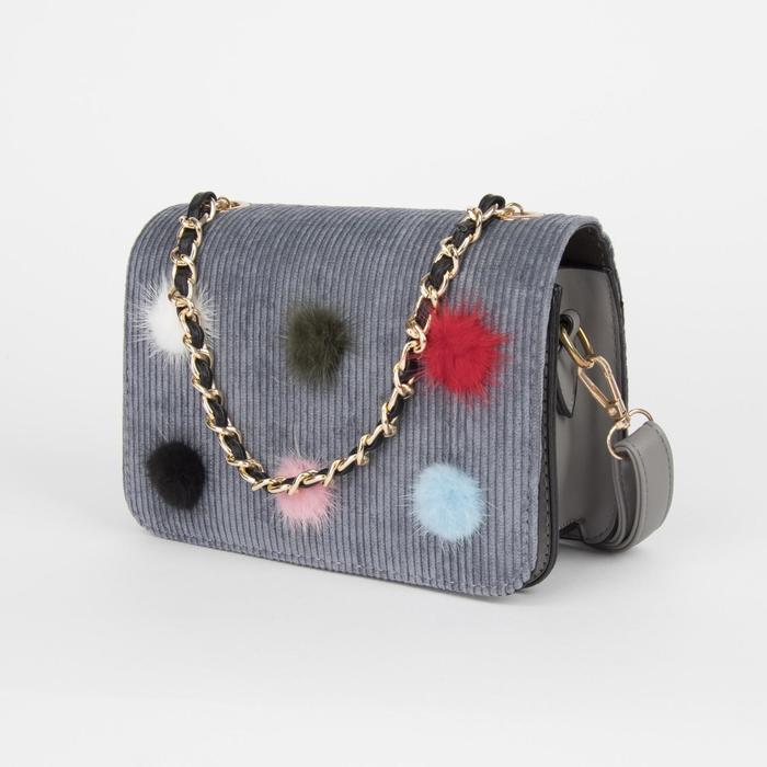 Сумка женская на молнии, 1 отдел, длинный ремень, цвет морской серый