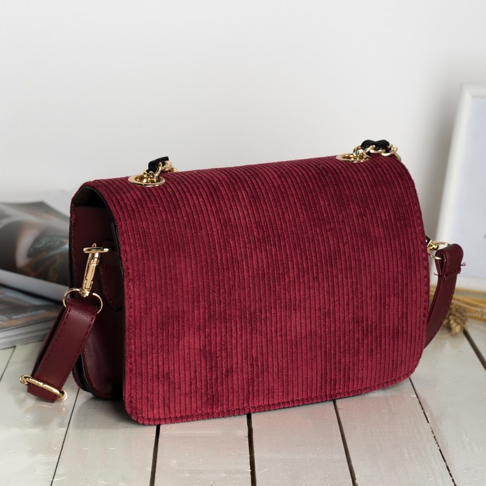 Сумка женская на молнии, 1 отдел, длинный ремень, цвет бордовый
