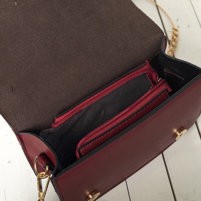 Сумка женская на молнии, 1 отдел, длинный ремень, цвет бордовый