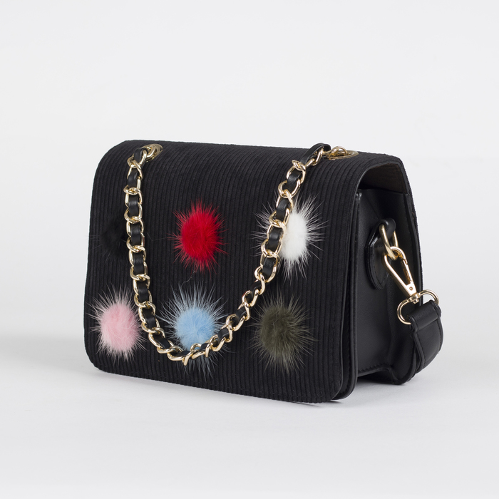 Сумка женская на молнии, 1 отдел, длинный ремень, цвет морской чёрный