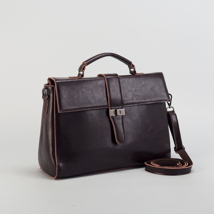 Сумка женская на молнии, 1 отдел с перегородкой, наружный карман, длинный ремень, цвет коричневый