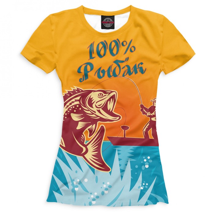 Футболка женская "100% рыбак", размер 4XL FSH-738351