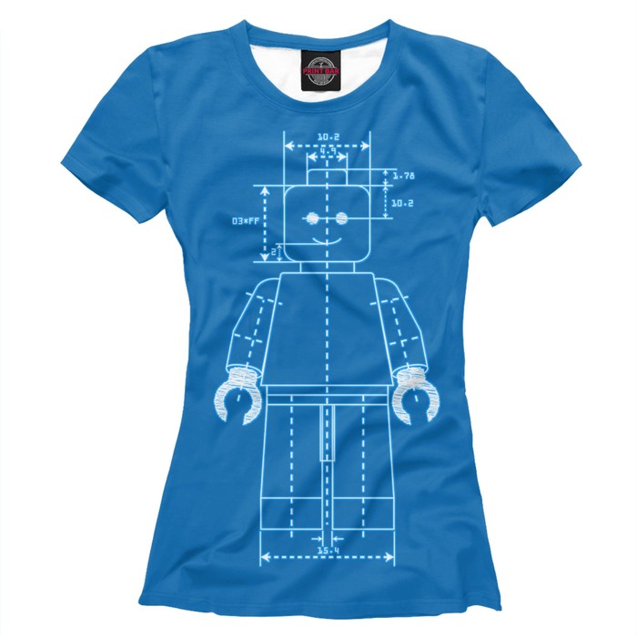 Футболка женская "Чертеж Lego", размер XL DZN-947825