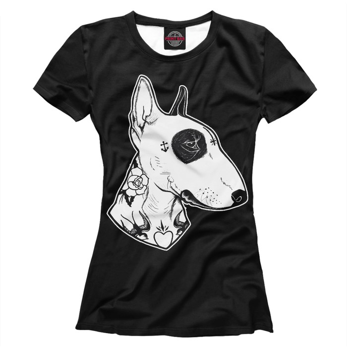 Футболка женская "Пёс в татуировках", размер XXXL HIP-389596
