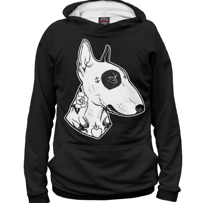 Худи женское "Пёс в татуировках", размер L HIP-389596