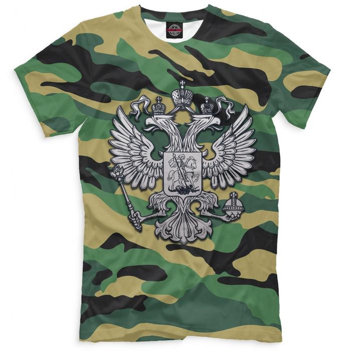 Футболка мужская "Герб на камуфляже", размер 4XL 23F-470764