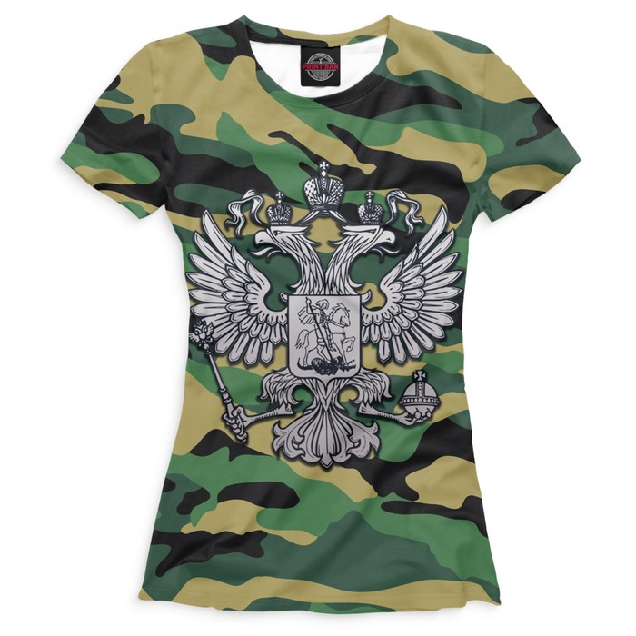 Футболка женская "Герб на камуфляже", размер XXL 23F-470764
