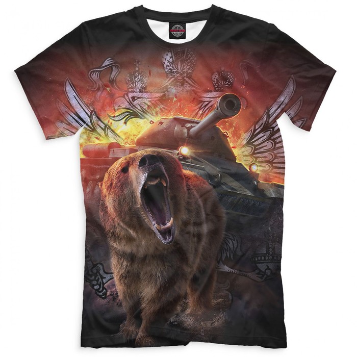 Футболка мужская "Медведь и танк", размер XL 23F-712406
