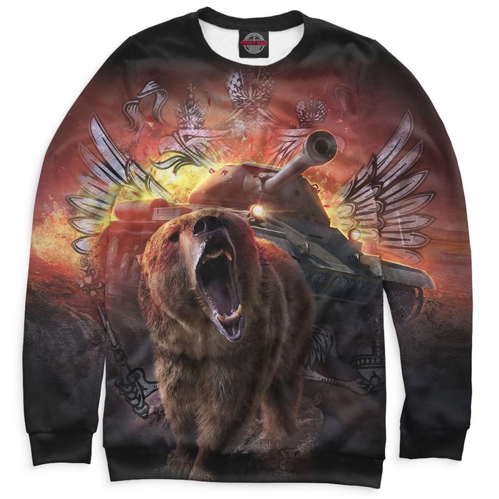 Свитшот мужской "Медведь и танк", размер M 23F-712406