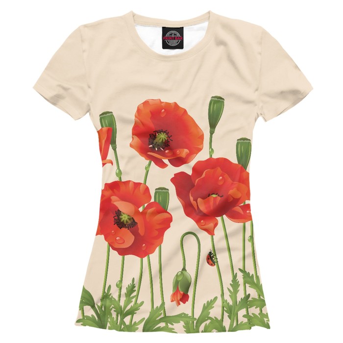 Футболка женская "Цветы Маки", размер 2XS CVE-900942