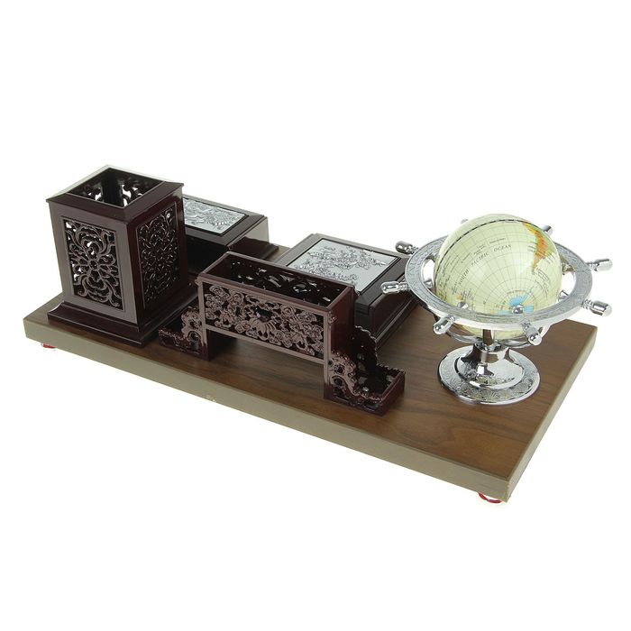 Набор настольный «Античность»: глобус, блок для бумаги и мелочей, визитница, подставка для ручек