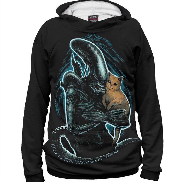 Худи женское "Чужой с котиком", размер XXXL HAL-900146