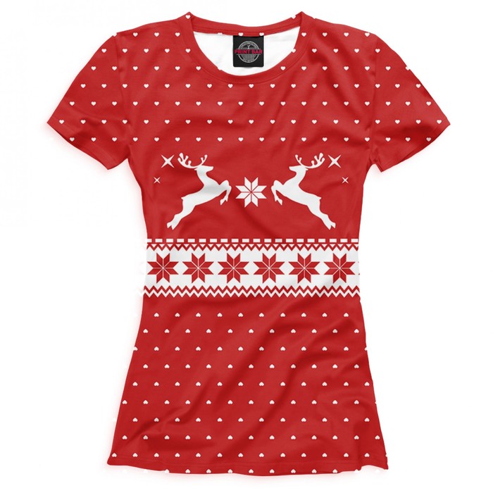 Футболка женская "Свитер с оленями", размер L NOV-561317