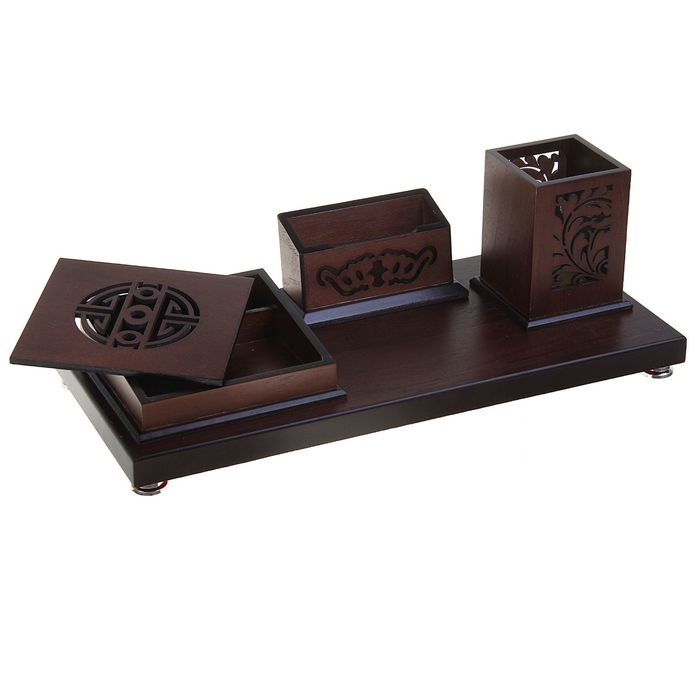 Набор настольный «Резное дерево»: визитница, блок для бумаги, подставка для ручек