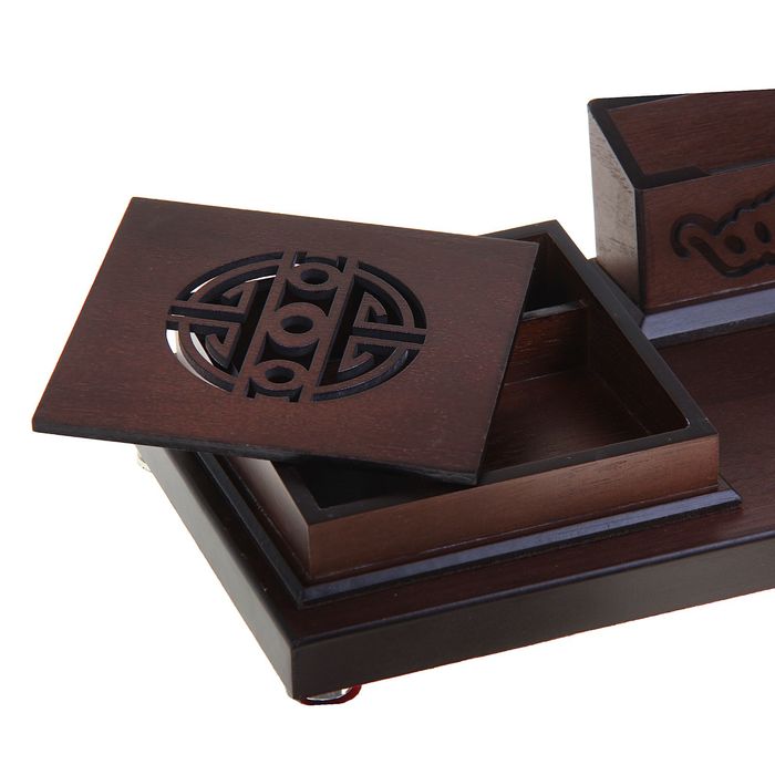 Набор настольный «Резное дерево»: визитница, блок для бумаги, подставка для ручек