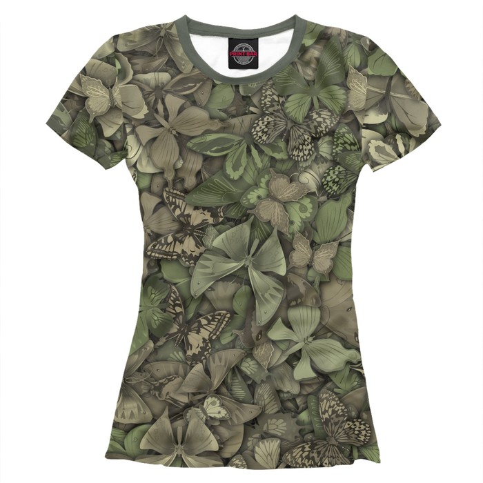 Футболка женская "Камуфляж с бабочками", размер 4XL APD-210719