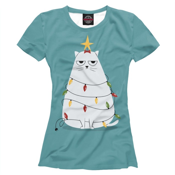 Футболка женская Cute christmas cat, размер S NOV-196993