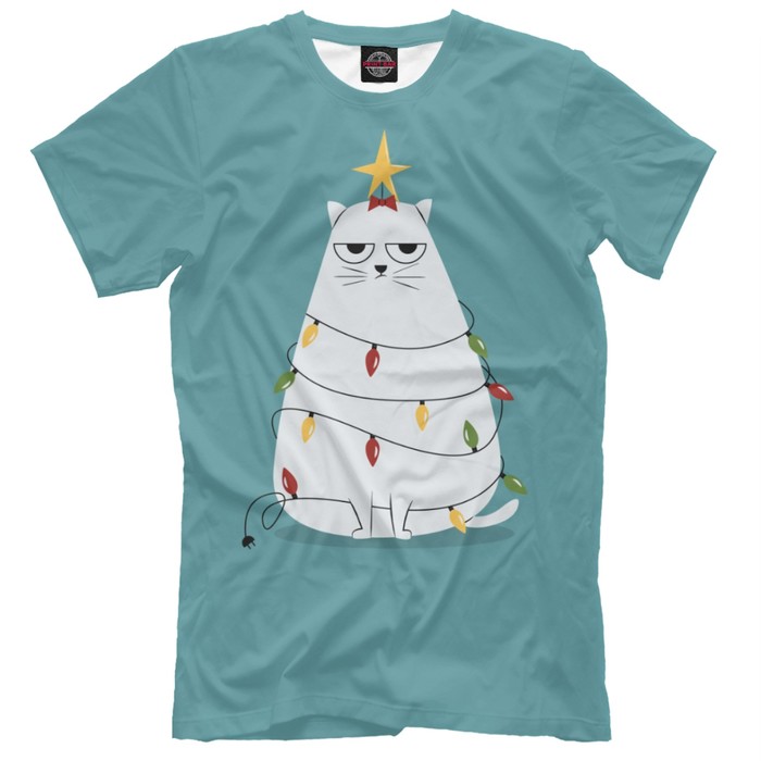 Футболка мужская Cute christmas cat, размер 4XL NOV-196993