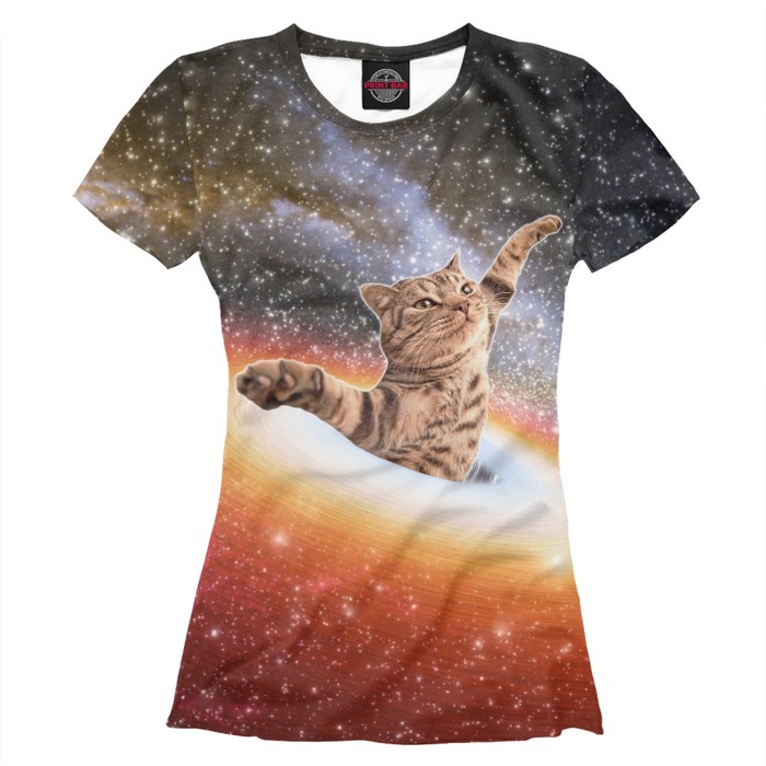 Футболка женская "Кот в космосе", размер 4XL APD-512186