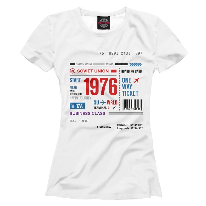 Футболка женская "Билет", размер L DSS-272374