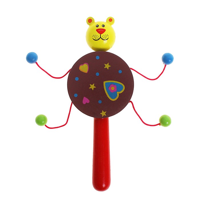 Игрушка музыкальная Колотушка "Звери" с бусинками, МИКС