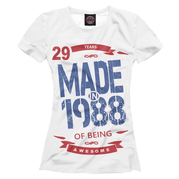 Футболка женская "Рожденный в 1988", размер S DVV-723201