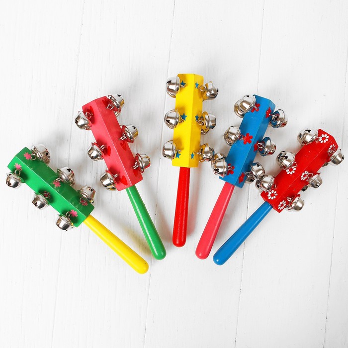 фото Погремушка с колокольчиками и ручкой, цвета микс лесная мастерская