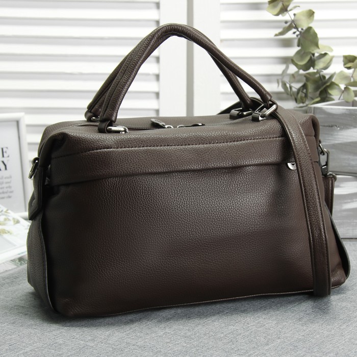 Сумка женская, 1 отдел с перегородкой, 2 наружных кармана, длинный ремень, цвет коричневый