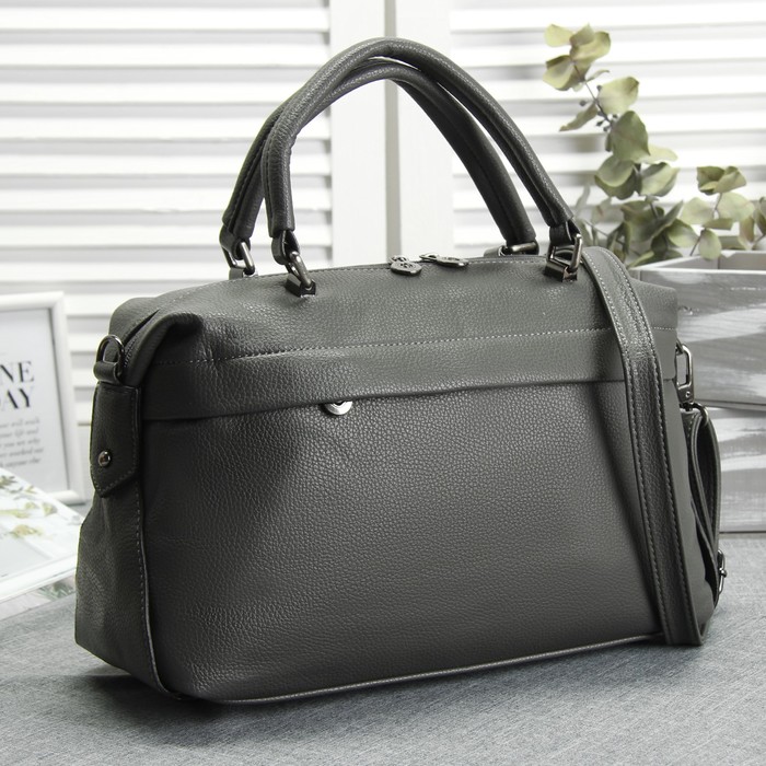 Сумка женская, 1 отдел с перегородкой, 2 наружных кармана, длинный ремень, цвет серый