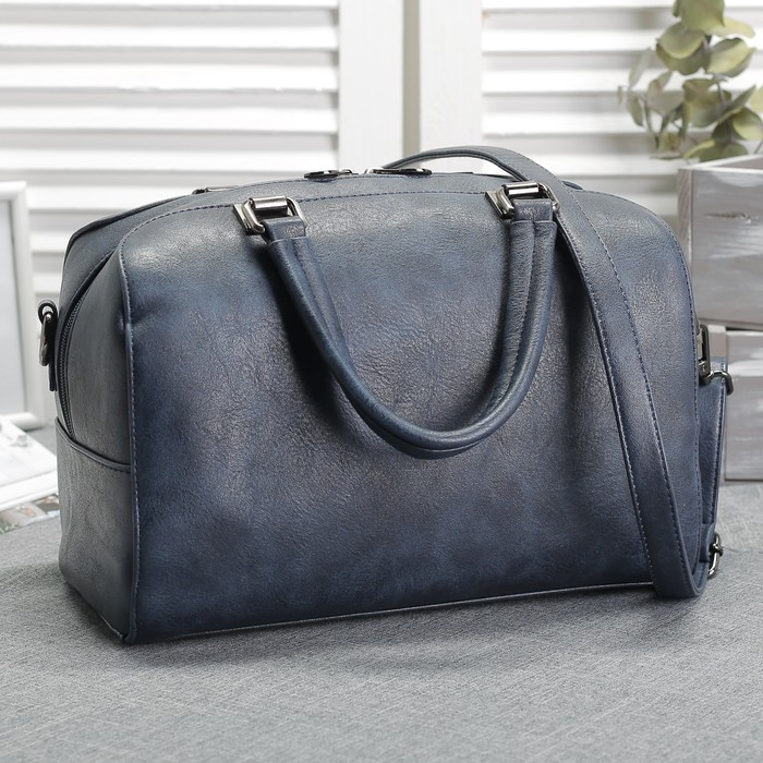 Сумка женская, 1 отдел, наружный карман, длинный ремень, цвет синий