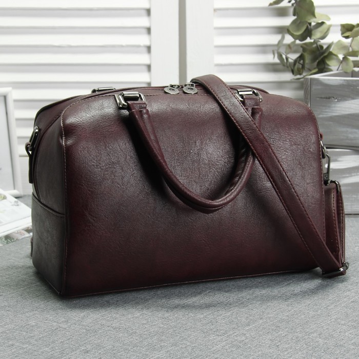 Сумка женская, 1 отдел, наружный карман, длинный ремень, цвет бордовый