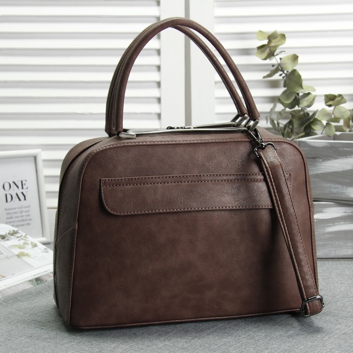 Сумка женская, 1 отдел, наружный карман, длинный ремень, цвет коричневый