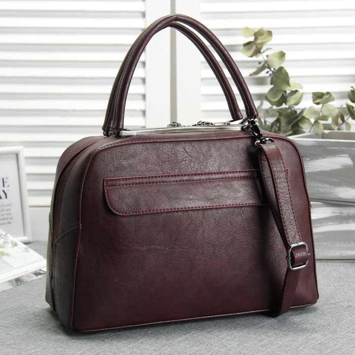 Сумка женская, 1 отдел, наружный карман, длинный ремень, цвет бордовый