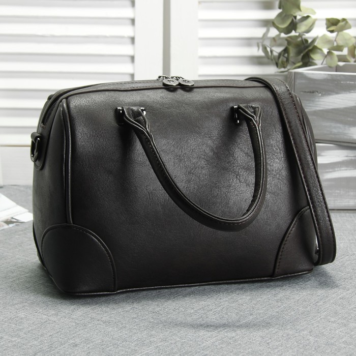 Сумка женская на молнии, 1 отдел, наружный карман, длинный ремень, цвет коричневый