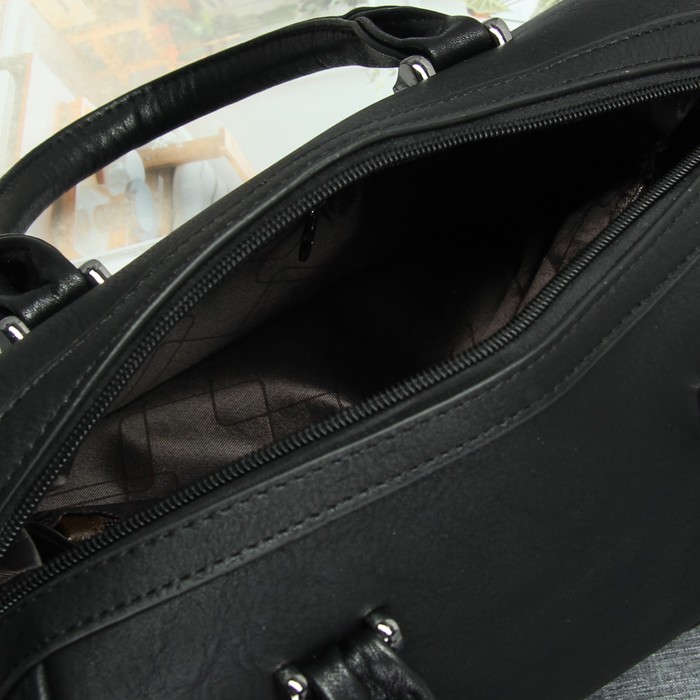 Сумка женская на молнии, 1 отдел, наружный карман, длинный ремень, цвет чёрный