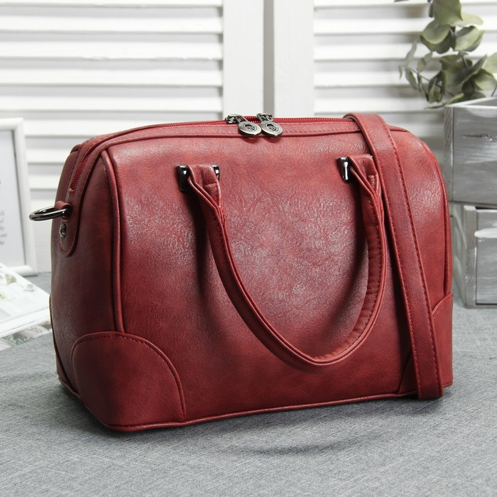 Сумка женская на молнии, 1 отдел, наружный карман, длинный ремень, цвет красный