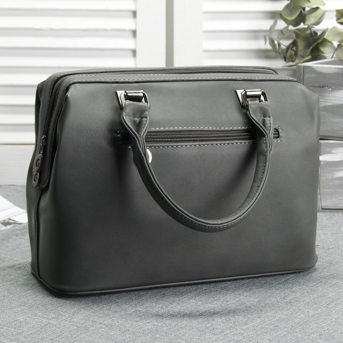 Сумка женская, 1 отдел, наружный карман, длинный ремень, цвет серый