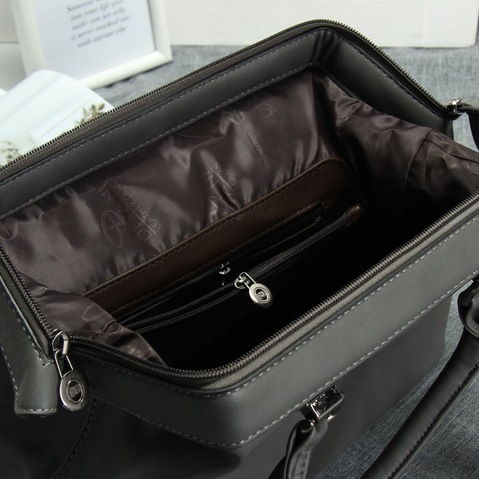 Сумка женская, 1 отдел, наружный карман, длинный ремень, цвет серый