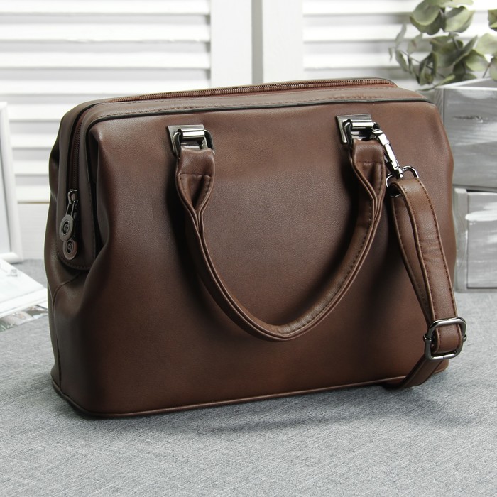 Сумка женская, 1 отдел, наружный карман, длинный ремень, цвет коричневый