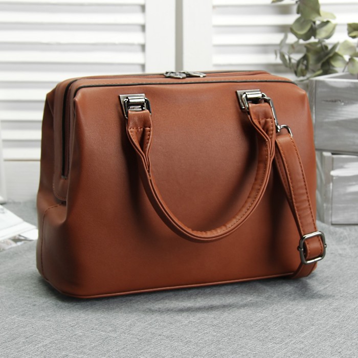 Сумка женская, 1 отдел, наружный карман, длинный ремень, цвет рыжий