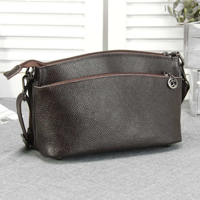 Сумка женская, 1 отдел, 2 наружных кармана, длинный ремень, цвет коричневый