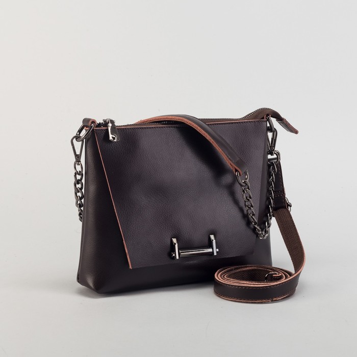 Сумка женская на молнии, 1 отдел с перегородкой, 2 наружных кармана, длинный ремень, цвет коричневый